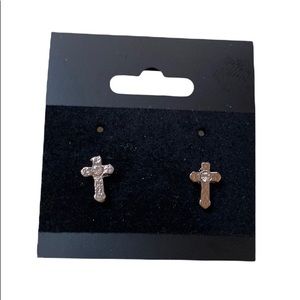 Silver colored Cross Earrings